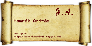 Hamrák András névjegykártya